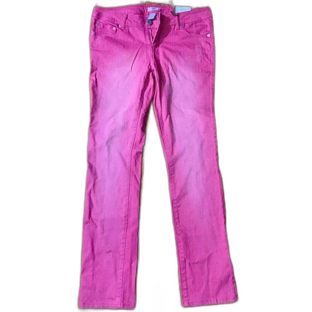 Barbiecore Hot Pink Skinny Jeans Straight Leg Stretchy Low-Rise VTG Juniors 11
